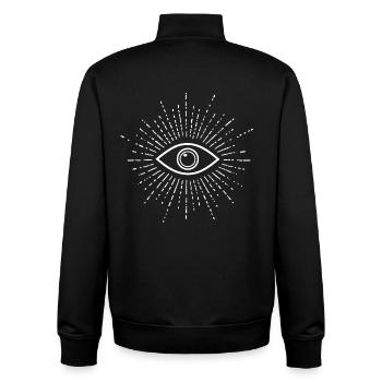 Allsehendes Auge Strahlenschein - Unisex Organic Zip Sweatshirt von Stanley/Stella - Schwarz - Hinten - AI Model Male 185 light (185cm)