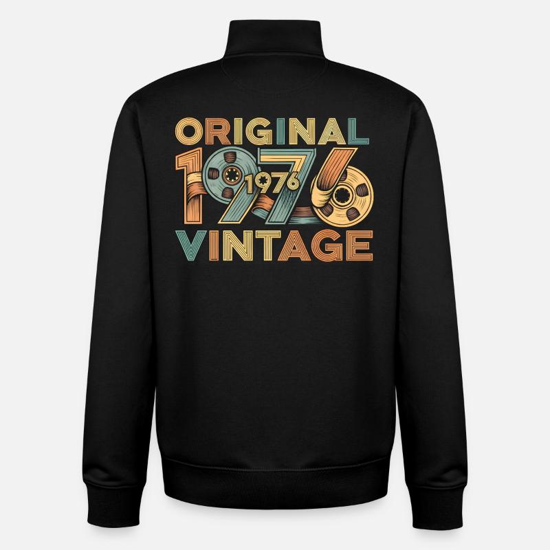 Rétro original de 1976 - Sweat zippé unisexe en coton bio Stanley/Stella - noir