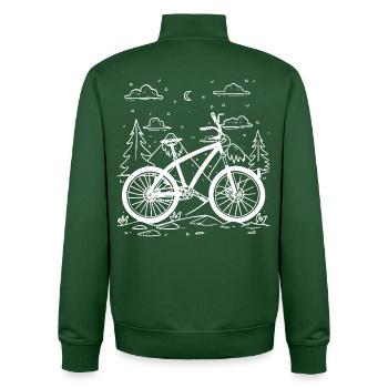 Cartoon Cyclist - Unisex Organic Zip Sweatshirt by Stanley/Stella - bottle green - Back - AI Model Male 185 dark (185cm)