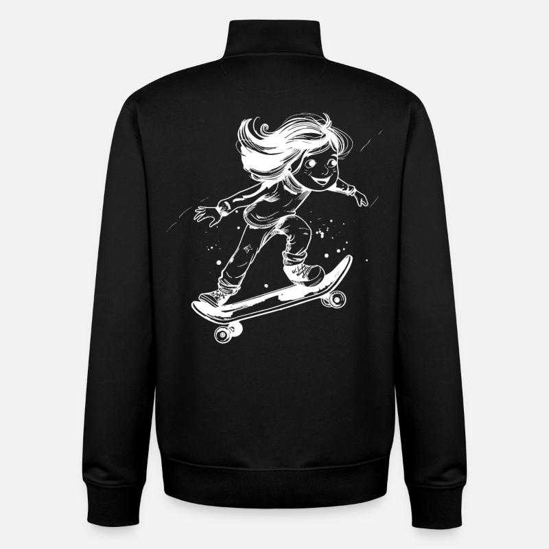 Skateboarding Mädchen Zeichnung - Unisex Organic Zip Sweatshirt von Stanley/Stella - Schwarz