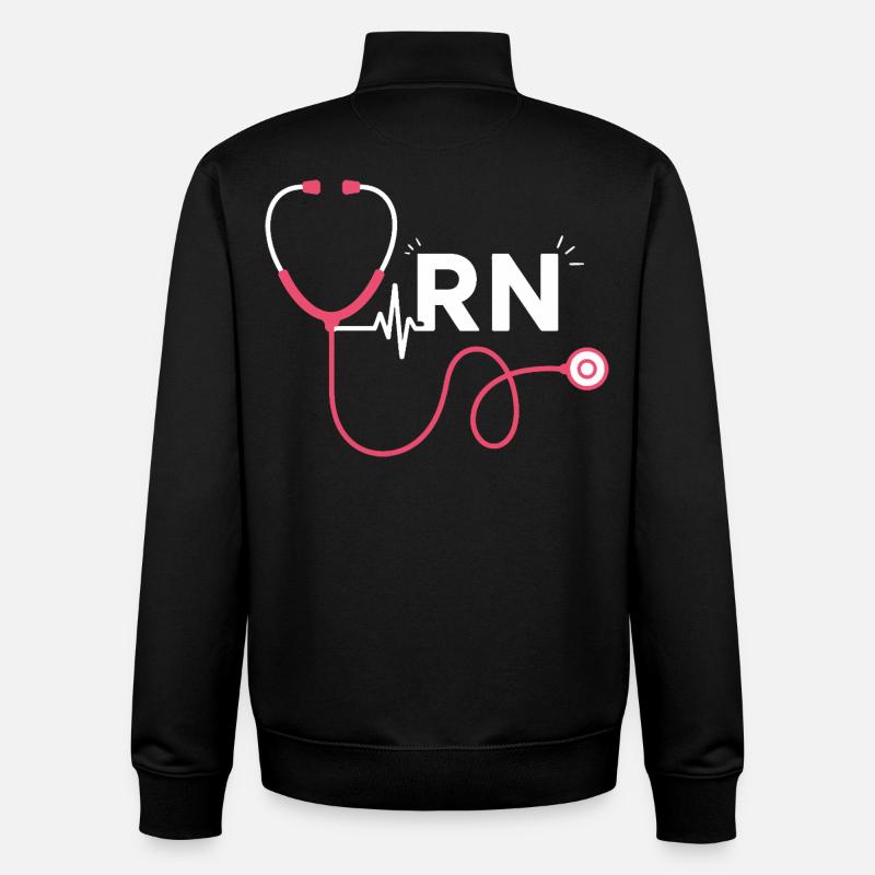 RN Heart Stethoscope Trend Motif - Unisex Organic Zip Sweatshirt by Stanley/Stella - black