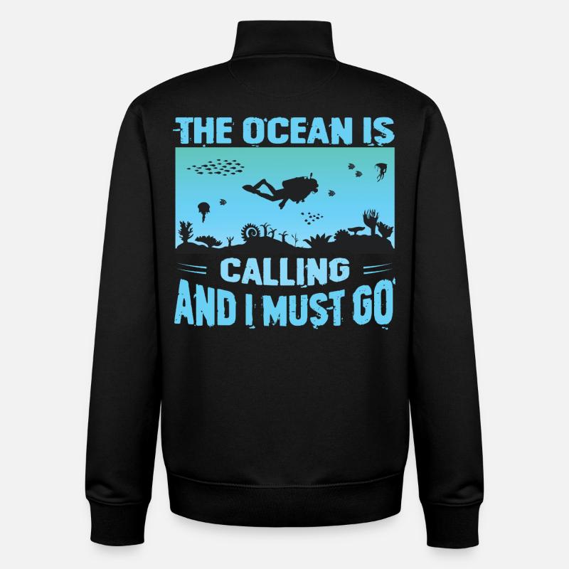 Funny diver design - Unisex Organic Zip Sweatshirt by Stanley/Stella - black