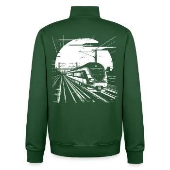Dessin ferroviaire - Sweat zippé unisexe en coton bio Stanley/Stella - vert bouteille - Dos - AI Model Male 185 dark (185cm)