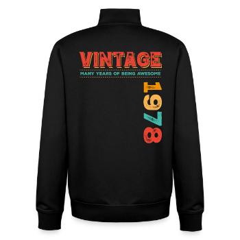 Millésime 1978 - Sweat zippé unisexe en coton bio Stanley/Stella - noir - Dos - AI Model Male 185 light (185cm)