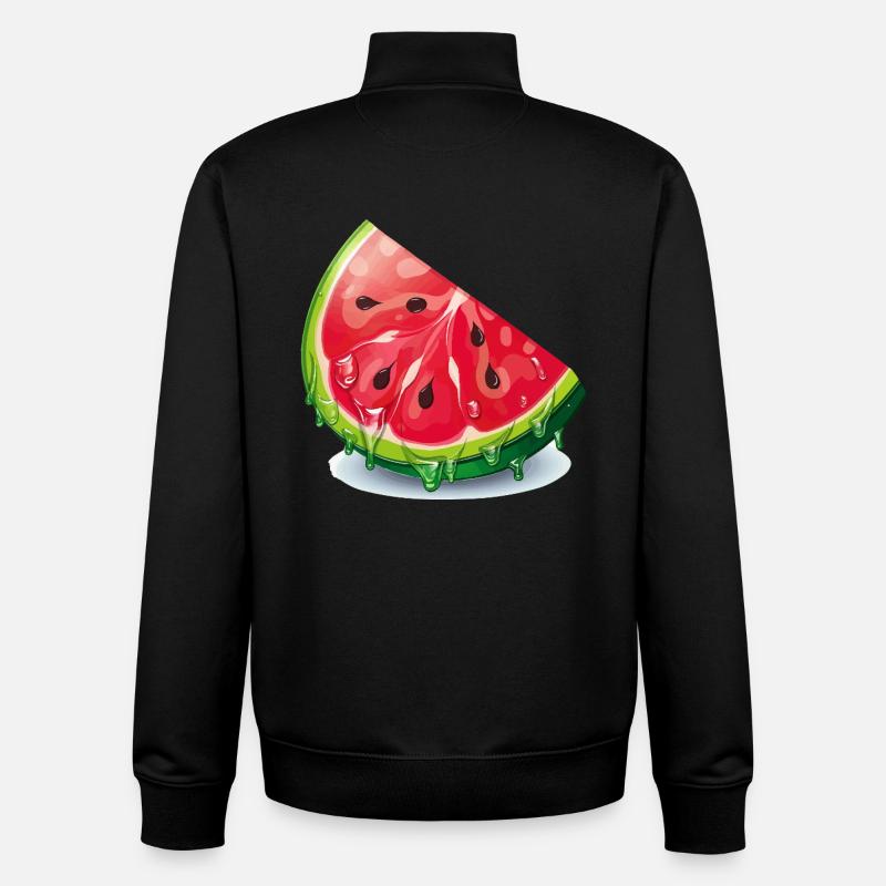 Watermelon Drop Slice - Unisex Organic Zip Sweatshirt by Stanley/Stella - black