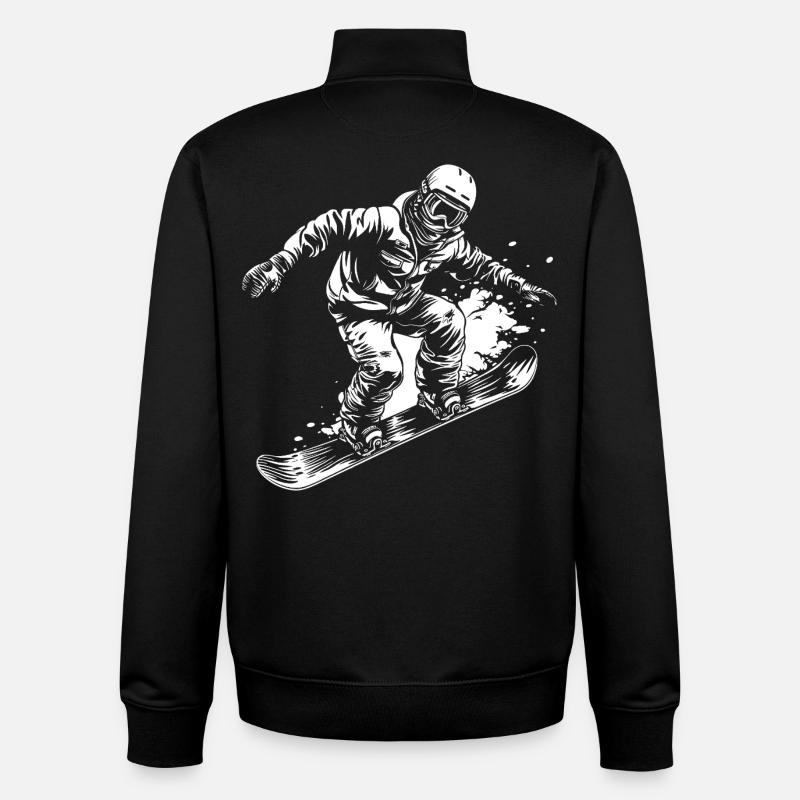 Dessin de snowboardeur - Sweat zippé unisexe en coton bio Stanley/Stella - noir