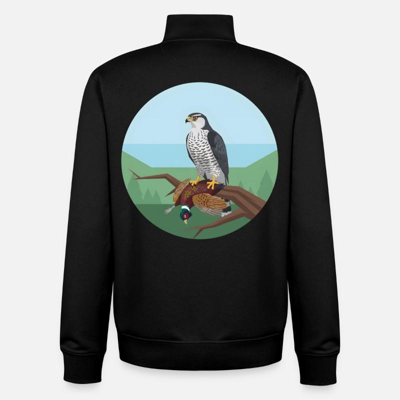 Épervier avec faisan - Sweat zippé unisexe en coton bio Stanley/Stella - noir