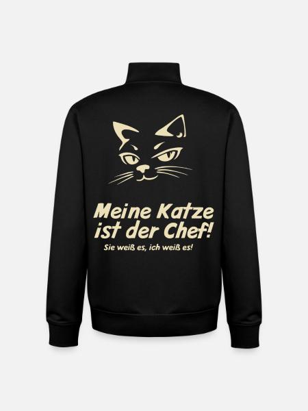 Mon chat est le patron - Sweat zippé unisexe en coton bio Stanley/Stella - noir