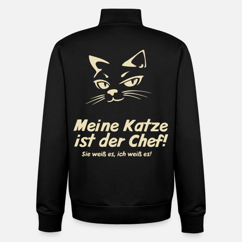 Mon chat est le patron - Sweat zippé unisexe en coton bio Stanley/Stella - noir