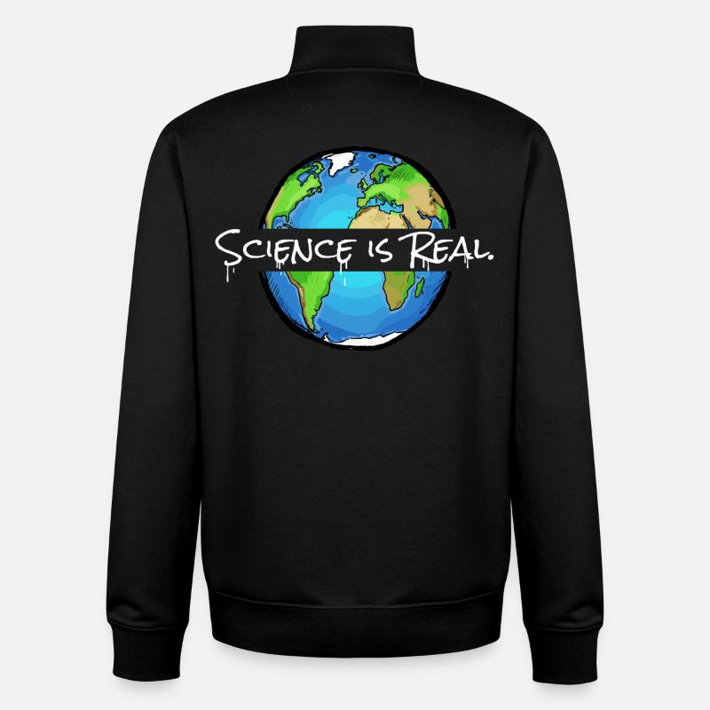 La science est réelle | Globe - Sweat zippé unisexe en coton bio Stanley/Stella - noir