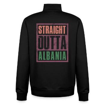 Straight outta Albania - Unisex Organic Zip Sweatshirt by Stanley/Stella - black - Back - AI Model Male 185 light (185cm)