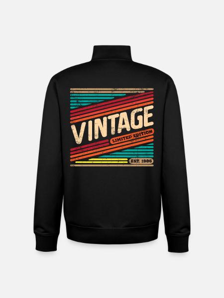 Millésime 1986 - Sweat zippé unisexe en coton bio Stanley/Stella - noir