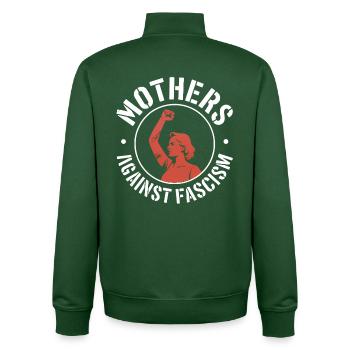 Mères contre le fascisme - Produits dérivés antifascistes - Sweat zippé unisexe en coton bio Stanley/Stella - vert bouteille - Dos - AI Model Male 185 dark (185cm)