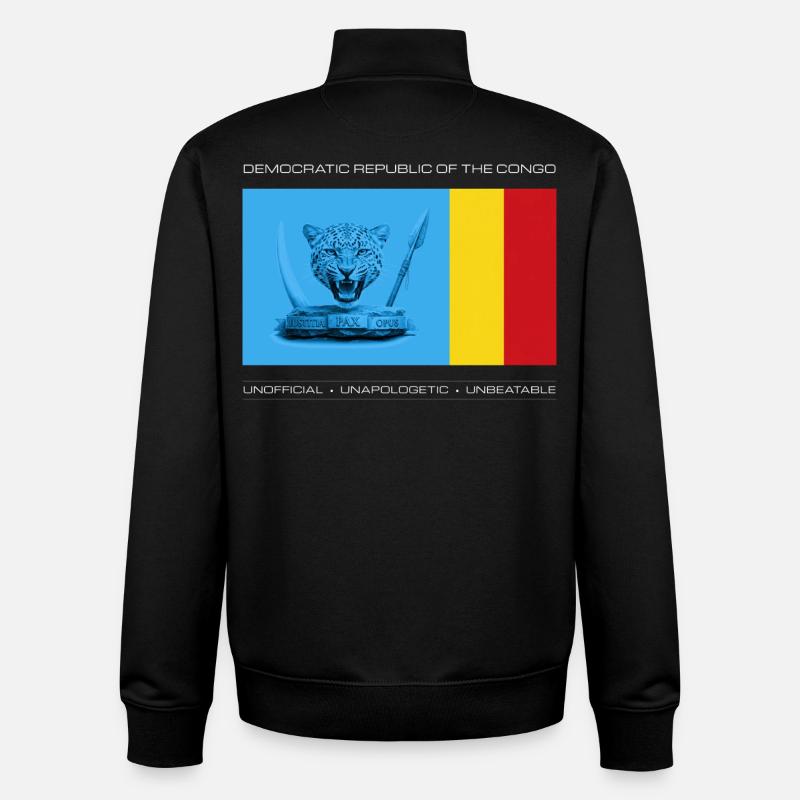 DRC BOLD UNOFFICIAL FLAG - Unisex Organic Zip Sweatshirt by Stanley/Stella - black