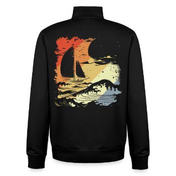 Segeln Vintage Look - Unisex Organic Zip Sweatshirt von Stanley/Stella - Schwarz - Hinten - AI Model Male 185 light (185cm)