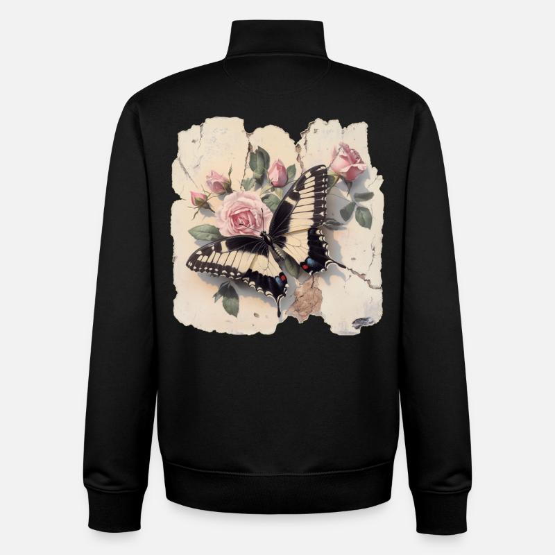 Papillon - Sweat zippé unisexe en coton bio Stanley/Stella - noir