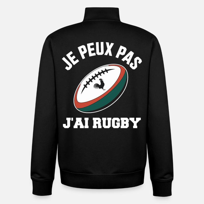 Je Peux Pas J'ai Rugby - Sweat zippé unisexe en coton bio Stanley/Stella - noir