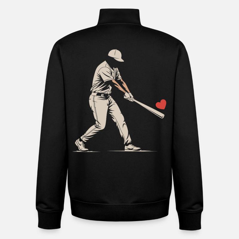 Silhouette Batter Baseball Valentines - Unisex Organic Zip Sweatshirt by Stanley/Stella - black