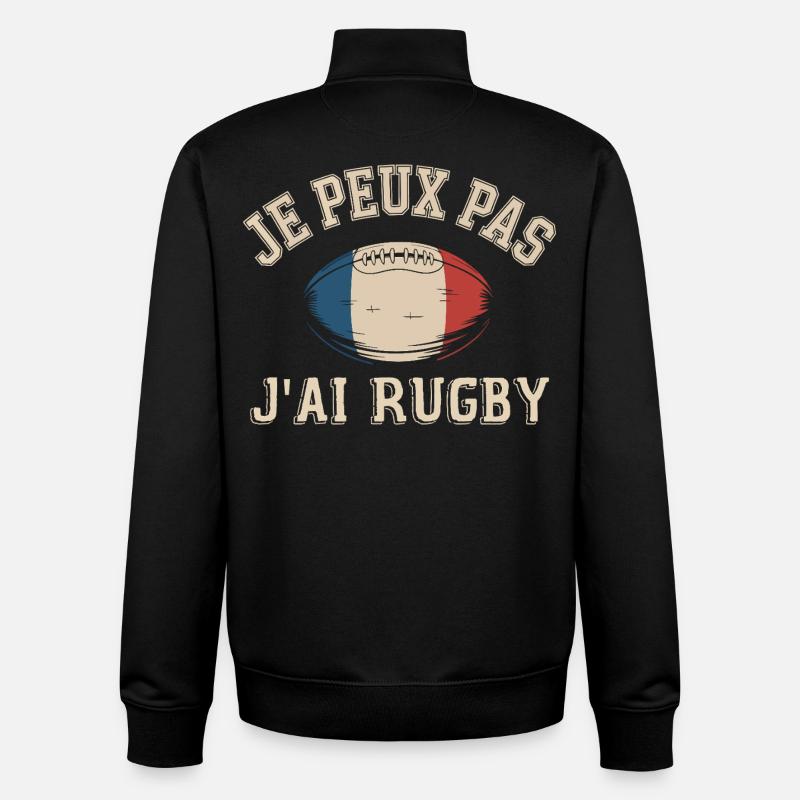 Je Peux Pas J'ai Rugby - Sweat zippé unisexe en coton bio Stanley/Stella - noir