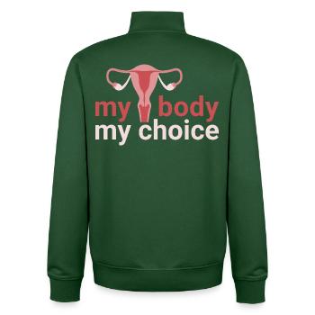 my body. my_choice. - Unisex Organic Zip Sweatshirt von Stanley/Stella - Flaschengrün - Hinten - AI Model Male 185 dark (185cm)