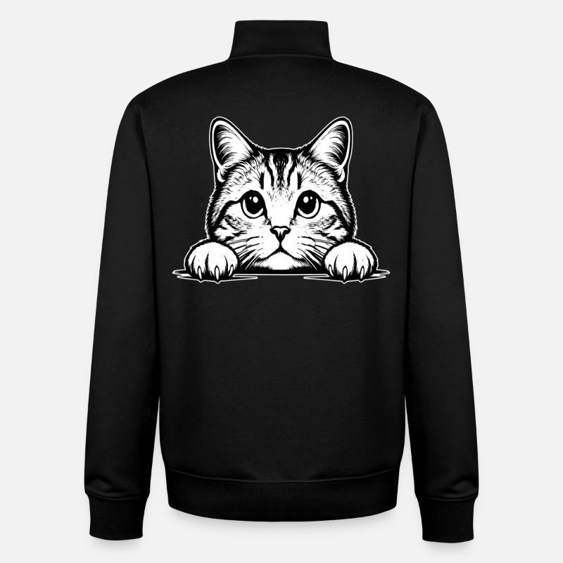 Chat Straigh écossais - Sweat zippé unisexe en coton bio Stanley/Stella - noir