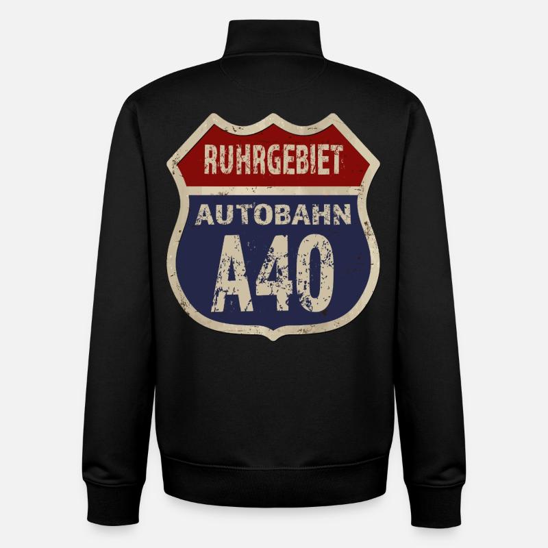 A40 - Ruhrgebiet - Unisex Organic Zip Sweatshirt von Stanley/Stella - Schwarz