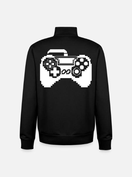 Game Controller Pixel Graphics - Unisex Organic Zip Sweatshirt by Stanley/Stella - black