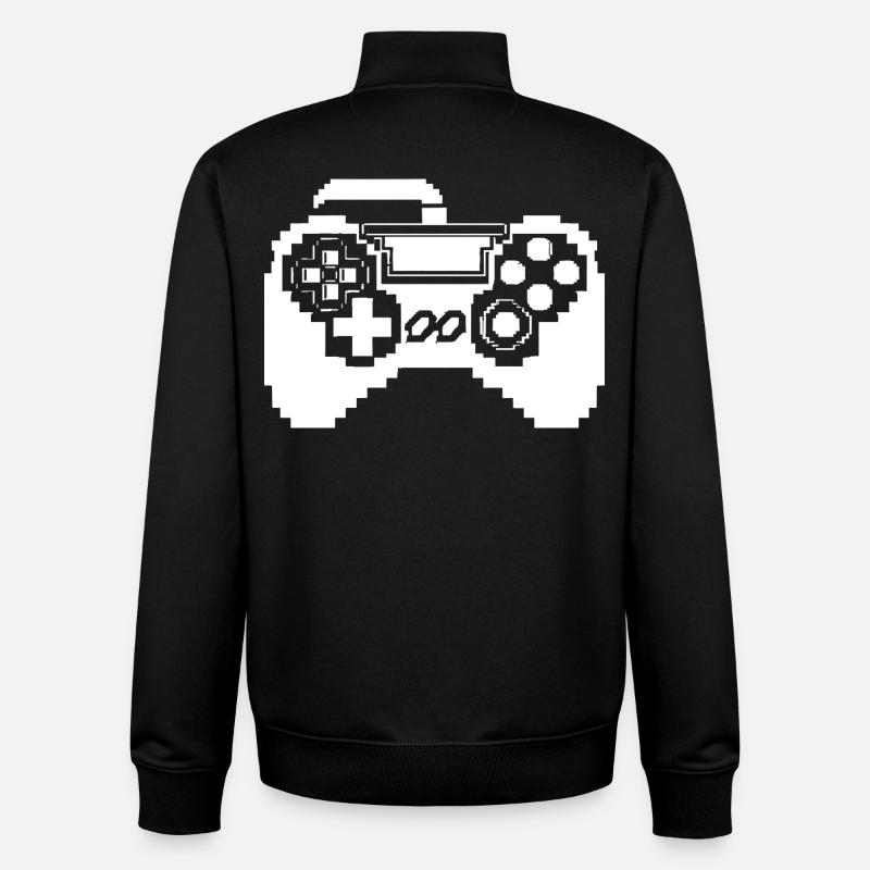 Game Controller Pixel Graphics - Unisex Organic Zip Sweatshirt by Stanley/Stella - black