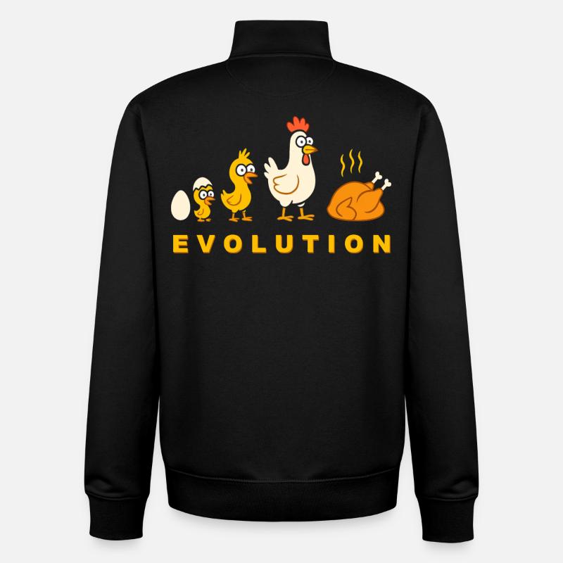 Evolution Poulet Poulet Poulet Drôle - Sweat zippé unisexe en coton bio Stanley/Stella - noir