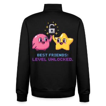 Beste Freunde BFF Pixel Gaming Level Up - Unisex Organic Zip Sweatshirt von Stanley/Stella - Schwarz - Hinten - AI Model Male 185 light (185cm)