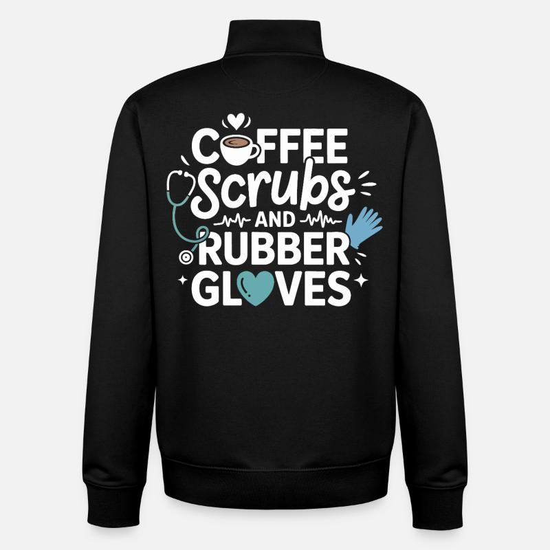 Coffee scrubs and rubber gloves - Unisex Organic Zip Sweatshirt by Stanley/Stella - black