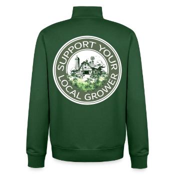 Support your local grower - Unisex Organic Zip Sweatshirt von Stanley/Stella - Flaschengrün - Hinten - AI Model Male 185 dark (185cm)