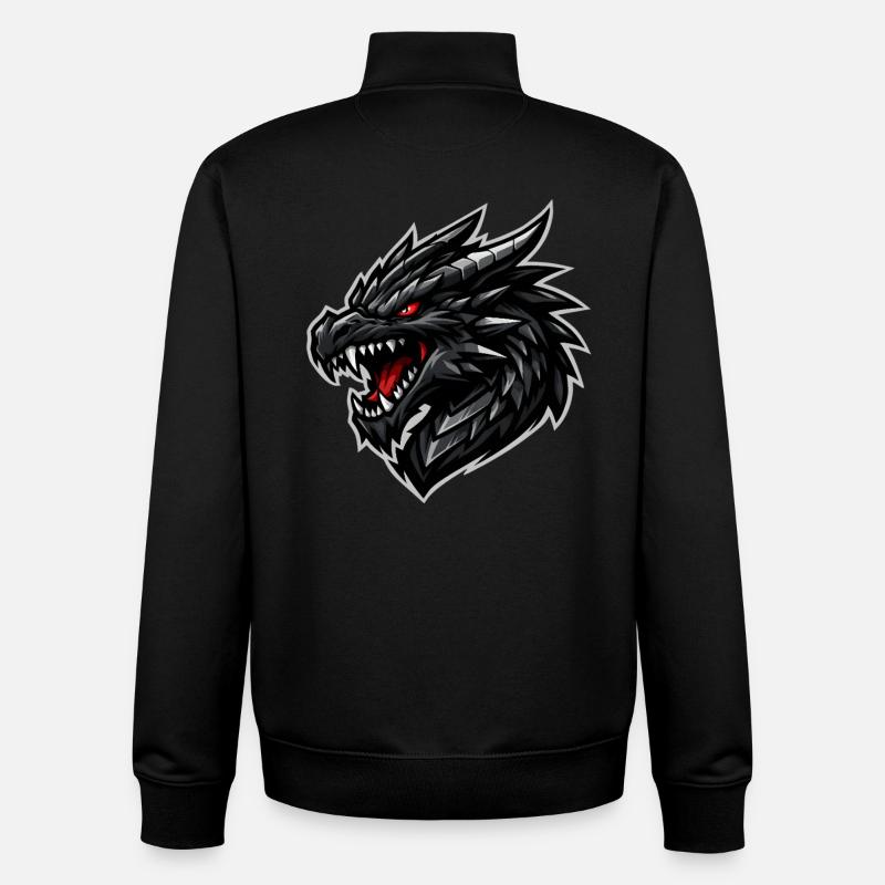 Dragon head with red eyes - Unisex Organic Zip Sweatshirt by Stanley/Stella - black