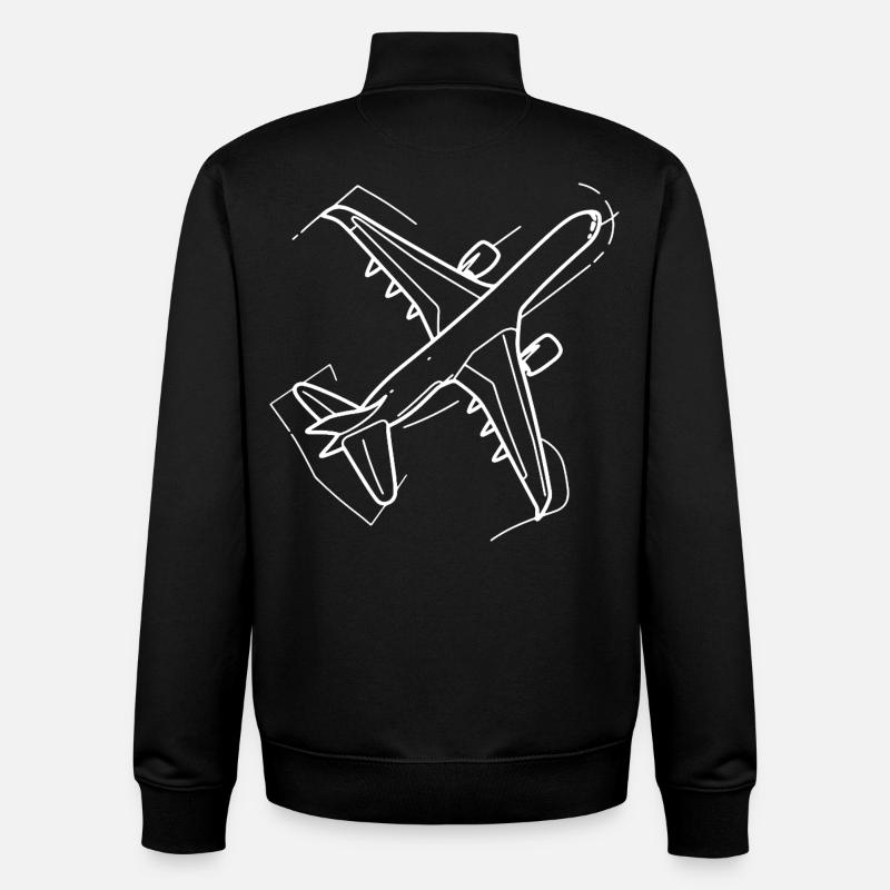 Flugzeug Zeichnung - Unisex Organic Zip Sweatshirt von Stanley/Stella - Schwarz