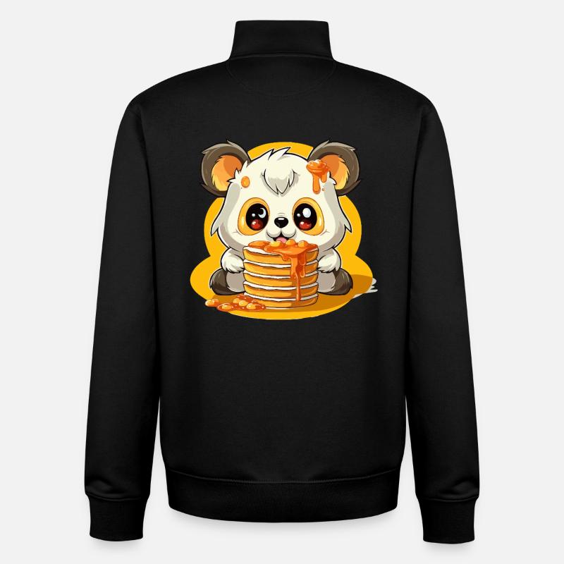 Caramel Panda Pancakes - Sweat zippé unisexe en coton bio Stanley/Stella - noir