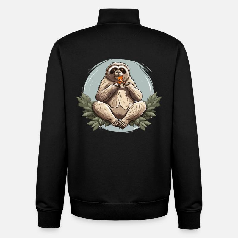 Sloth Snack Zen - Unisex Organic Zip Sweatshirt by Stanley/Stella - black