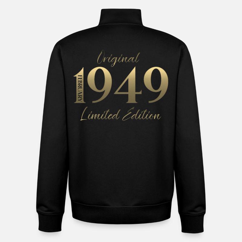 77e anniversaire février 1949 Millésime - Sweat zippé unisexe en coton bio Stanley/Stella - noir