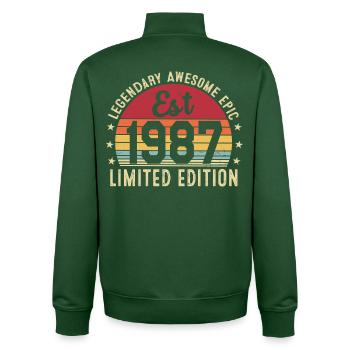 39. Jubiläum 1987 Geschenk 39 Jahre, Jahrgang 1987 - Unisex Organic Zip Sweatshirt von Stanley/Stella - Flaschengrün - Hinten - AI Model Male 185 dark (185cm)
