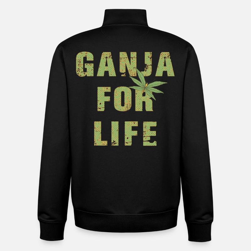 Du ganja à vie - Sweat zippé unisexe en coton bio Stanley/Stella - noir