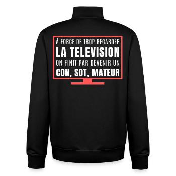Du schaust zu viel fern - Unisex Organic Zip Sweatshirt von Stanley/Stella - Schwarz - Hinten - AI Model Male 185 light (185cm)