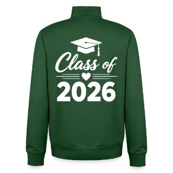 PROMOTION 2026 Diplômés Études de Fin d’Études - Sweat zippé unisexe en coton bio Stanley/Stella - vert bouteille - Dos - AI Model Male 185 dark (185cm)