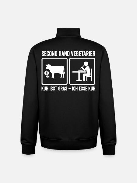 Second Hand Vegetarier – Lustiges Fleisch Design - Unisex Organic Zip Sweatshirt von Stanley/Stella - Schwarz