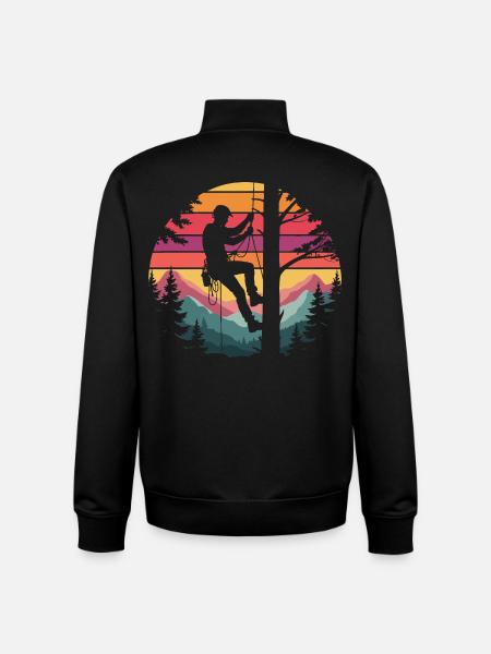 Climbers in Sunset Forest - Unisex Organic Zip Sweatshirt by Stanley/Stella - black