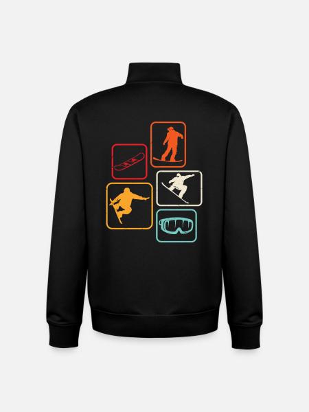 Snowboard retro Snowboarding Skiing - Unisex Organic Zip Sweatshirt by Stanley/Stella - black