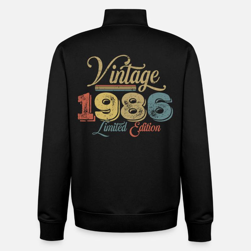 Millésime 1986 - Sweat zippé unisexe en coton bio Stanley/Stella - noir