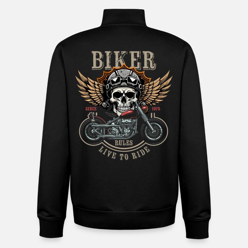 Biker Rules - Since 1975 - Live to Ride - Unisex Organic Zip Sweatshirt by Stanley/Stella - black