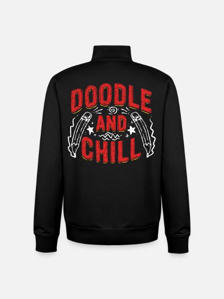Doodle And Chill Doodle Drawing - Unisex Organic Zip Sweatshirt by Stanley/Stella - black