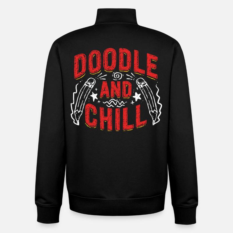 Doodle And Chill Doodle Drawing - Unisex Organic Zip Sweatshirt by Stanley/Stella - black