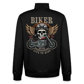 Biker Rules - Since 1984 - Live to Ride - Unisex Organic Zip Sweatshirt by Stanley/Stella - black - Back - AI Model Male 185 light (185cm)