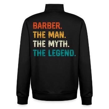Barber Myth Legend Shirt - Unisex Organic Zip Sweatshirt by Stanley/Stella - black - Back - AI Model Male 185 light (185cm)